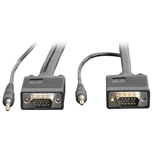 Tripp Lite SVGA / VGA Coax Monitor Cable with Audio and RGB High Resolution HD15 3.5mm M/M, 4.57 m 037332160065 P504-015