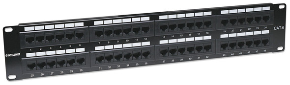 Intellinet Patch Panel, Cat6, UTP, 48-Port, 2U, Black 766623560283 560283