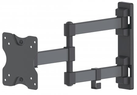 Manhattan TV & Monitor Mount, Wall, Full Motion, 1 screen, Screen Sizes: 13-27", Black, VESA 75x75 to 100x100mm, 20kg, Tilt & Swivel with 3 Pivots, Lifetime Warranty 766623461382 461382
