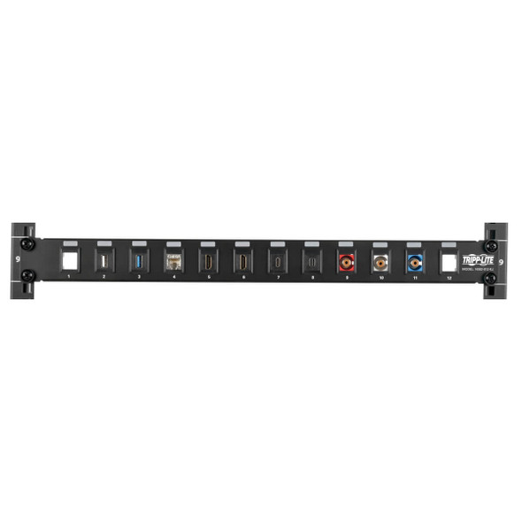 Tripp Lite 12-Port 1U Rack-Mount Unshielded Blank Keystone/Multimedia Patch Panel, RJ45 Ethernet, USB, HDMI, Cat5e/6 037332193551 N062-012-KJ