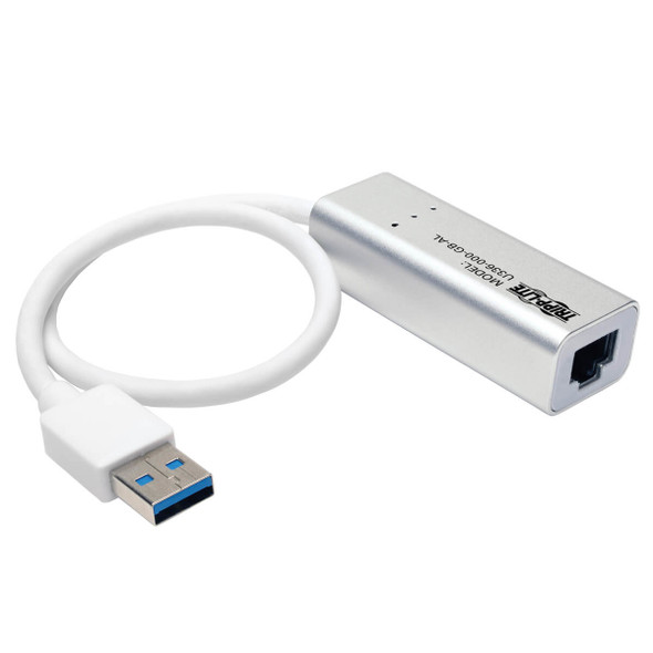 Tripp Lite USB 3.0 SuperSpeed to Gigabit Ethernet NIC Network Adapter, 10/100/1000, Plug and Play, Aluminum 037332190529 U336-000-GB-AL