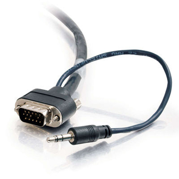C2G 15ft Plenum-Rated HD15 SXGA + 3.5mm M/M Monitor Cable with Rounded Low Profile Connectors 4.57 m VGA (D-Sub) + 3.5mm Black 757120401759 40175