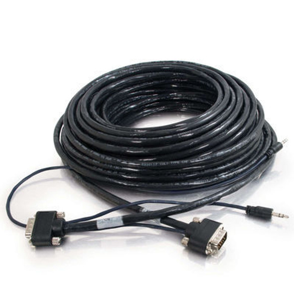 C2G 15ft Plenum-Rated HD15 SXGA + 3.5mm M/M Monitor Cable with Rounded Low Profile Connectors 4.57 m VGA (D-Sub) + 3.5mm Black 757120401759 40175