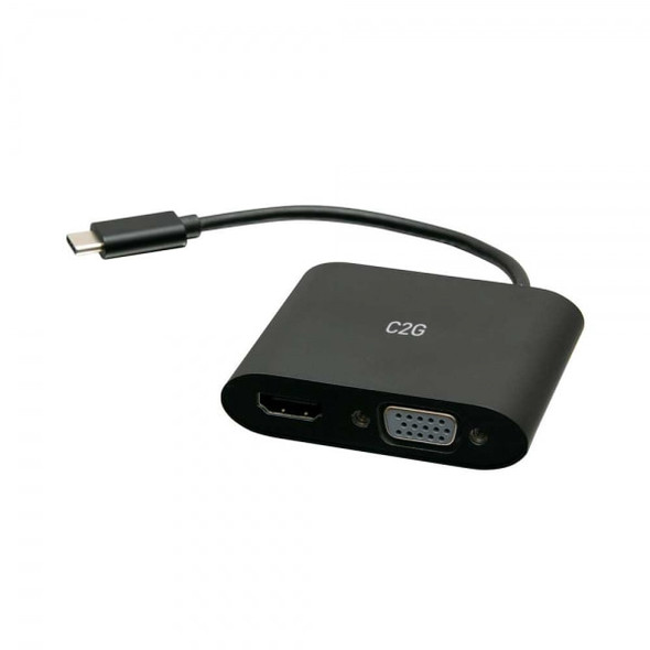 C2G USB-C to HDMI and VGA MST Multiport Adapter - 4K 30Hz - Black 757120298304 C2G29830