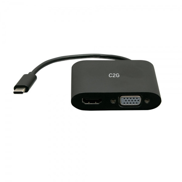 C2G USB-C to HDMI and VGA MST Multiport Adapter - 4K 30Hz - Black 757120298304 C2G29830