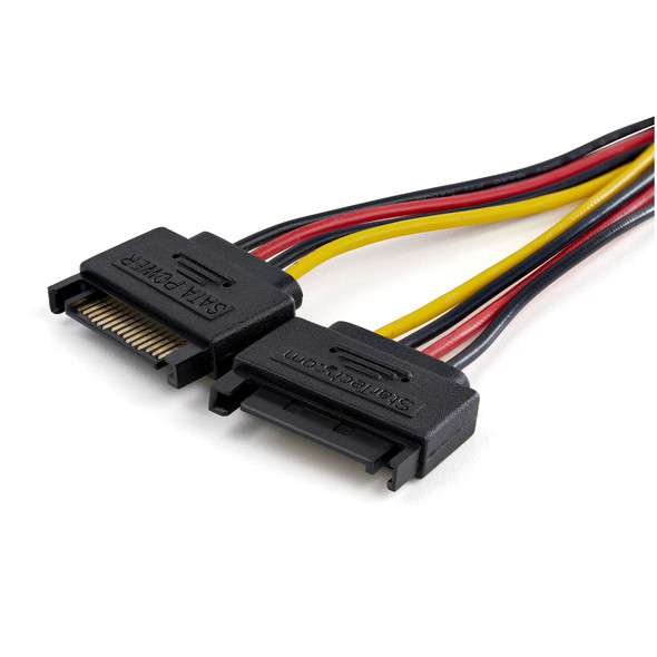 StarTech.com Dual SATA to LP4 Power Doubler Cable Adapter – 2 SATA to 4 Pin LP4 Internal PC Peripheral Power Supply Connector – SATA Y Cable – Male/Female – 18 AWG Wire – 9 Amps/108W 065030888110 DSATPMOLP4