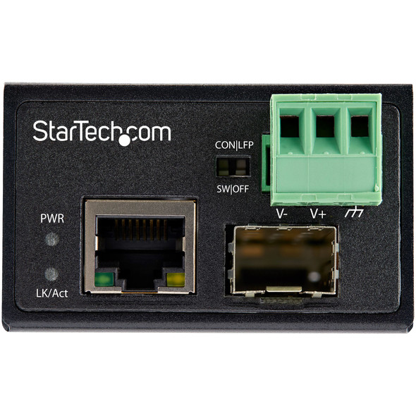 StarTech.com Industrial Fiber to Ethernet Media Converter - 100Mbps SFP to RJ45/Cat6 - Singlemode/Multimode Optical Fiber to Copper Network - 12-56V DC - IP-30/ -40 to +75C 065030889667 IMC100MSFP