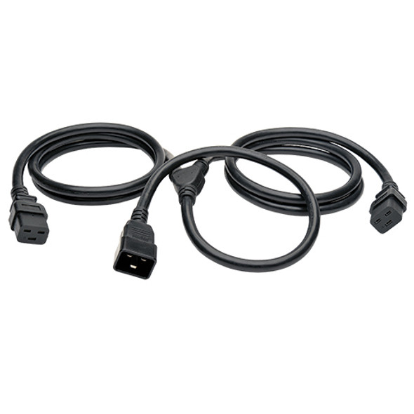 Tripp Lite Heavy-Duty Power Extension Y Splitter Cord Lead Cable, 20A, 12AWG (2x IEC-320-C19 to IEC-320-C20), 1.83 m (6-ft.) 037332156549 P036-006-2C19