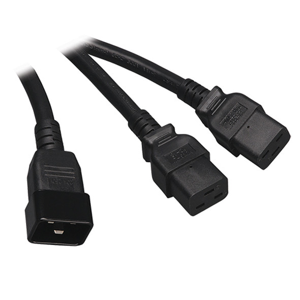 Tripp Lite Heavy-Duty Power Extension Y Splitter Cord Lead Cable, 20A, 12AWG (2x IEC-320-C19 to IEC-320-C20), 1.83 m (6-ft.) 037332156549 P036-006-2C19