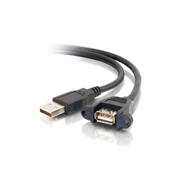 C2G 1ft USB 2.0 A Male to A Female Panel Mount Cable USB cable 0.3 m USB A Black 757120280613 28061