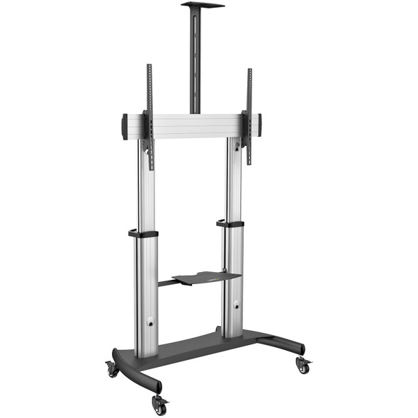 StarTech.com Mobile TV Stand - Heavy Duty TV Cart for 60-100" Display (100kg/220lb) - Height Adjustable Rolling Flat Screen Floor Standing on Wheels - Universal Television Mount w/Shelves 065030888004 STNDMTV100