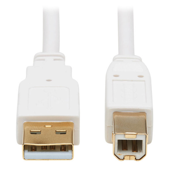 Tripp Lite USB-A to USB-B Antibacterial Cable (M/M), USB 2.0, White, 6-ft. (1.83 m) 037332260611 U022AB-006-WH