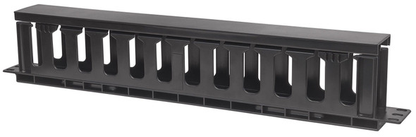 Intellinet 19" Cable Management Panel, 19" Rackmount Cable Manager, 1U, with Cover, Black 766623714679 714679