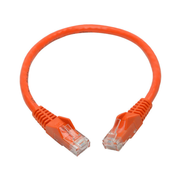 Tripp Lite Cat6 Gigabit Snagless Molded UTP Ethernet Patch Cable, 24 AWG, 550 MHz/1 Gbps (RJ45 M/M), Orange, 0.31 m 037332176363 N201-001-OR