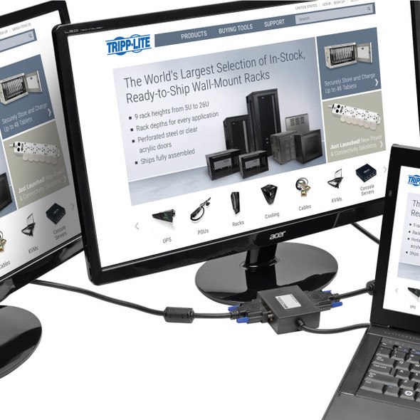 Tripp Lite 2-Port DisplayPort to DVI Hub, DP1.2, TAA 037332191298 B157-002-DVI