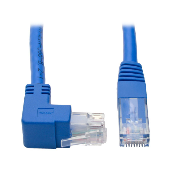 Tripp Lite Up-Angle Cat6 Gigabit Molded UTP Ethernet Patch Cable (RJ45 Right-Angle Up M to RJ45 M), Blue, 0.31 m 037332237873 N204-001-BL-UP