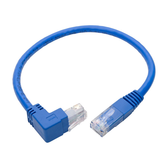 Tripp Lite Up-Angle Cat6 Gigabit Molded UTP Ethernet Patch Cable (RJ45 Right-Angle Up M to RJ45 M), Blue, 0.31 m 037332237873 N204-001-BL-UP