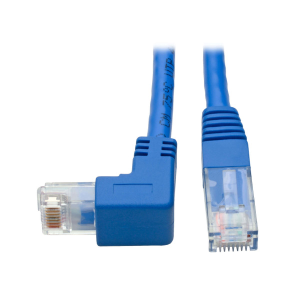 Tripp Lite Down-Angle Cat6 Gigabit Molded UTP Ethernet Patch Cable (RJ45 Right-Angle Down M to RJ45 M), Blue, 0.31 m 037332237842 N204-001-BL-DN