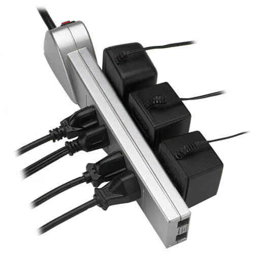 Tripp Lite Protect It! 7-Outlet Surge Protector, 7-ft. Cord, 1080 Joules, Tel/Modem Protection, Silver Housing 037332119056 TLP707TEL