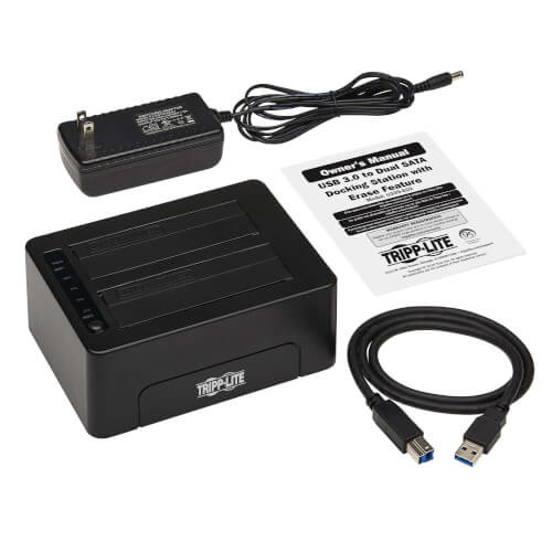 Tripp Lite 2-Bay USB 3.0 SATA Hard Drive Docking Station with Erase Function, 2.5 and 3.5 in. HDD and SSD 037332248176 U339-E02