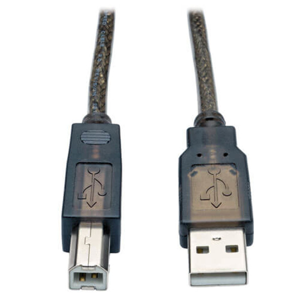 Tripp Lite USB A - USB B, m - m, 15.24m USB cable USB 2.0 Metallic, Silver, Translucent 037332192752 U042-050