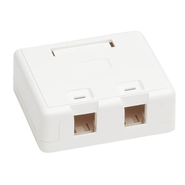 Tripp Lite Surface-Mount Box for Keystone Jacks - 2 Ports, White 037332249630 N082-002-WH