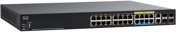 Cisco Sg350X-24Pv Managed L3 Gigabit Ethernet (10/100/1000) Power Over Ethernet (Poe) 1U Black Sg350X-24Pv-K9-Na 889728216081