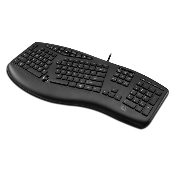 Adesso KB AKB-160UB Slim Ergonomic keybaord w split zone & scroll wheel USB RTL