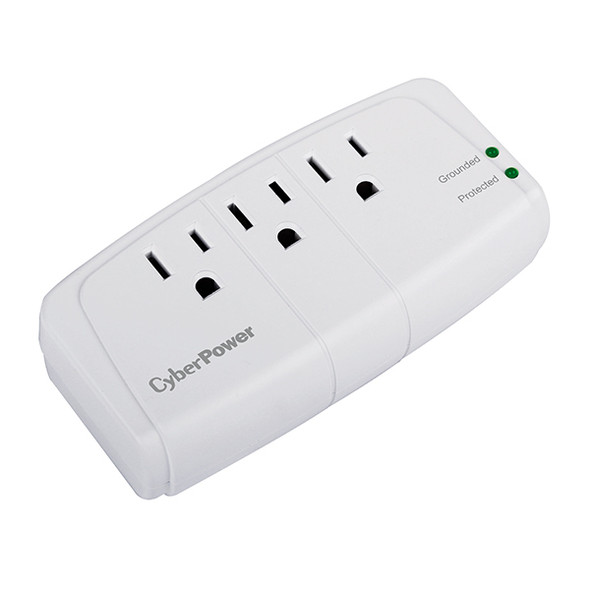 CYBERPOWER SYSTEMS 3 NEMA 5-15R OUTLETS WALL TAP PLUG 900 JOULES EMI/RFI $50K CEG CSB300W 649532603459