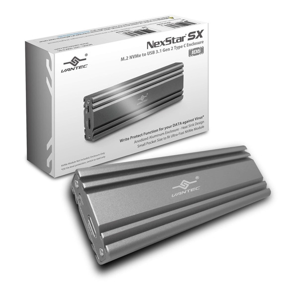 Vantec RD NST-206C3-SG M.2 NVMe SSD to USB 3.1 Gen 2 Type C Enclosure Retail
