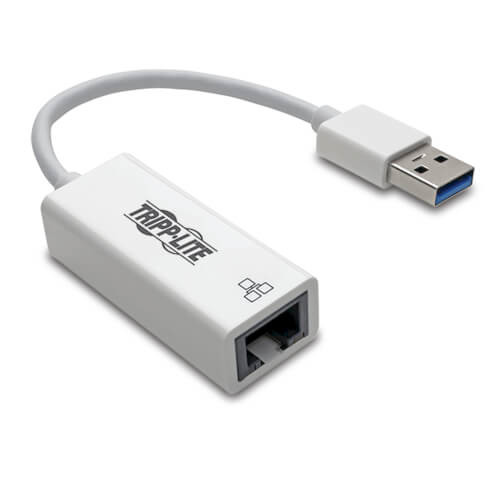 Tripp Lite USB 3.0 SuperSpeed to Gigabit Ethernet NIC Network Adapter, 10/100/1000 Mbps, White 32207