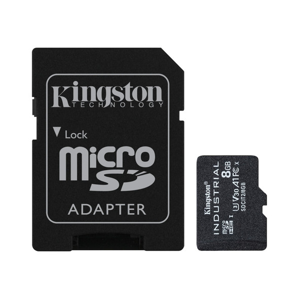 Kingston Technology KINGSTON 8GB MICROSDHC INDUSTRIAL C10 A1 PSLC CARD + SD ADAPTER SDCIT2/8GB 740617321012