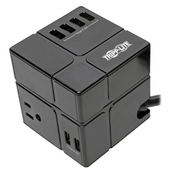 Tripp Lite TLP368CUBEUAM surge protector Black 3 AC outlet(s) 120 V 2.44 m TLP368CUBEUAM 037332265791