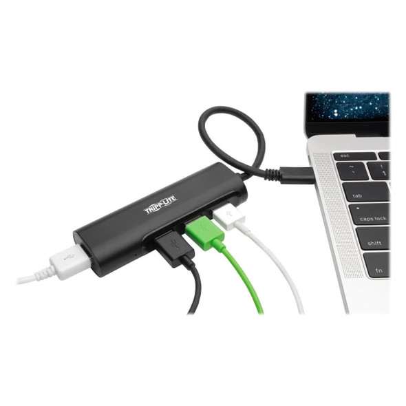 Tripp Lite U460-004-4AB 4-Port USB-C Hub, USB-C to 4x USB-A Ports, USB 3.0, Black U460-004-4AB 037332209580