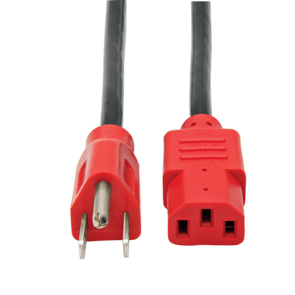 Tripp Lite Universal Computer Power Cord Lead Cable, 10A, 18AWG (NEMA 5-15P to IEC-320-C13 with Red Plugs), 1.22 m (4-ft.) P006-004-RD 037332168504