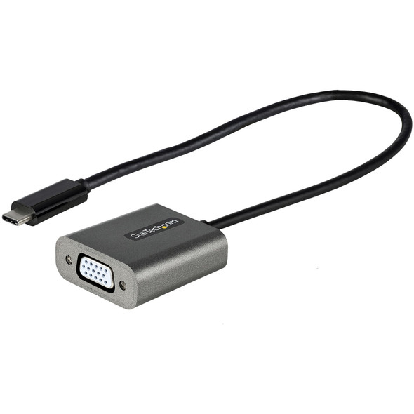 StarTech.com USB C to VGA Adapter - 1080p USB Type-C to VGA Adapter Dongle - USB-C (DP Alt Mode) to VGA Monitor/Display Video Converter - Thunderbolt 3 Compatible - 12" Long Attached Cable CDP2VGAEC 065030888875