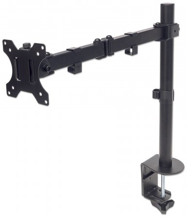 Manhattan TV & Monitor Mount, Desk, Full Motion, 1 screen, Screen Sizes: 10-27", Black, Clamp Assembly, VESA 75x75 to 100x100mm, Max 8kg, Lifetime Warranty 461542 766623461542