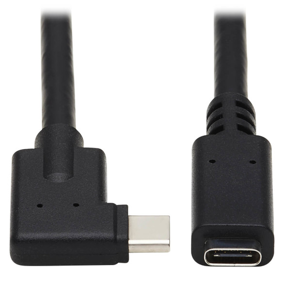 Tripp Lite U421-20N-G2-RA USB-C Extension Cable (M/F) - USB 3.2 Gen 2, Thunderbolt 3, 60W PD Charging, Right-Angle Plug, Black, 20 in. (0.5 m) U421-20N-G2-RA 037332266446