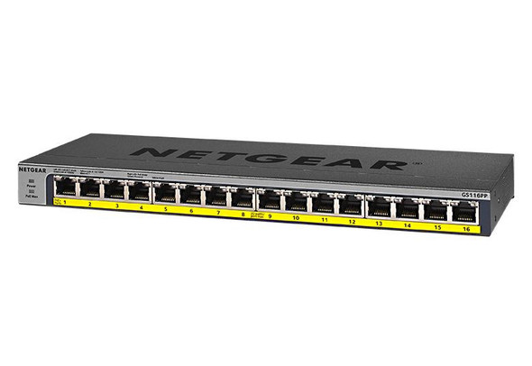 NETGEAR 16Port PoE PoE Gigabit Unmngd GS116PP-100NAS 606449133318