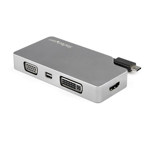 StarTech.com USB C Multiport Video Adapter with HDMI, VGA, Mini DisplayPort or DVI - USB Type C Monitor Adapter to HDMI 1.4 or mDP 1.2 (4K) - VGA or DVI (1080p) - Space Gray Aluminum CDPVDHDMDPSG 065030878753