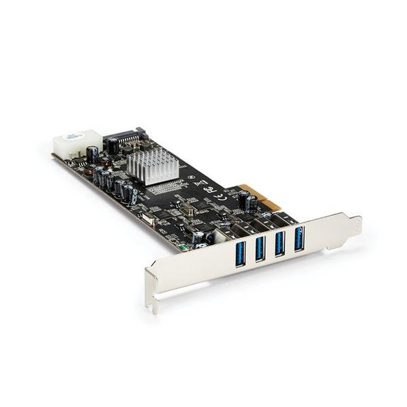 StarTech.com 4 Port PCI Express (PCIe) SuperSpeed USB 3.0 Card Adapter w/ 4 Dedicated 5Gbps Channels - UASP - SATA / LP4 Power PEXUSB3S44V 065030854627