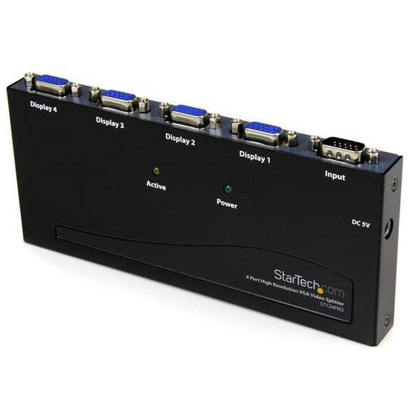 StarTech.com 4 Port High Resolution VGA Video Splitter - 350 MHz ST124PRO 065030783101