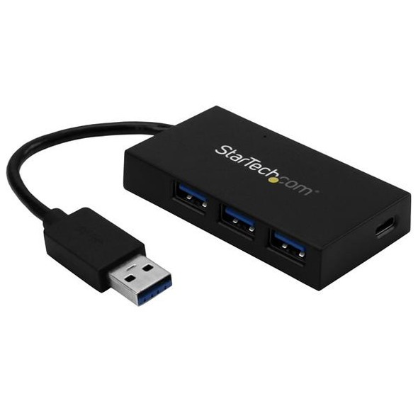 StarTech.com 4 Port USB 3.0 Hub - USB Type-A Hub with 1x USB-C & 3x USB-A (SuperSpeed 5Gbps) - USB Bus or Self-Powered - Portable USB 3.1/3.2 Gen 1 BC 1.2 Charging Hub w/ Power Adapter HB30A3A1CSFS 065030866118