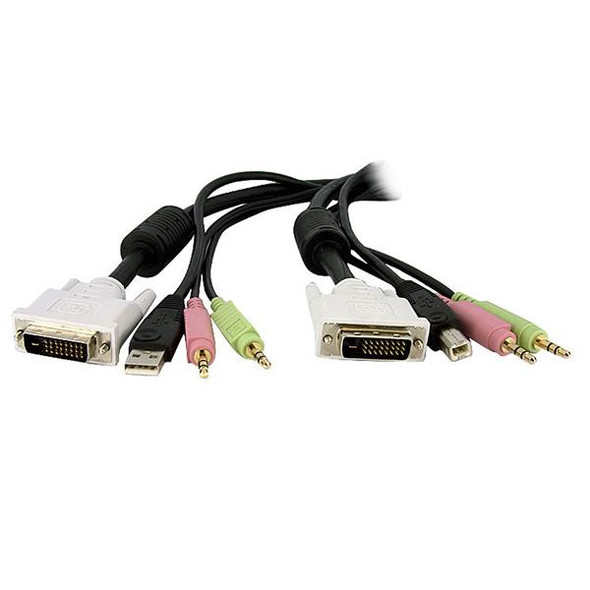 StarTech.com 15ft 4-in-1 USB Dual Link DVI-D KVM Switch Cable w/ Audio & Microphone DVID4N1USB15 065030836623