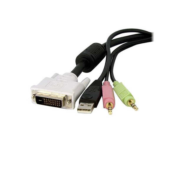 StarTech.com 15ft 4-in-1 USB Dual Link DVI-D KVM Switch Cable w/ Audio & Microphone DVID4N1USB15 065030836623