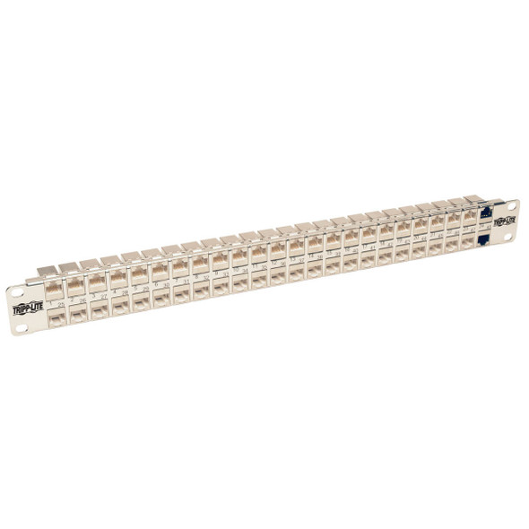 Tripp Lite N254-048-SH-6A 48-Port 1U Rack-Mount STP Shielded Cat6a Feedthrough Patch Panel, RJ45 Ethernet, TAA N254-048-SH-6A 037332189998