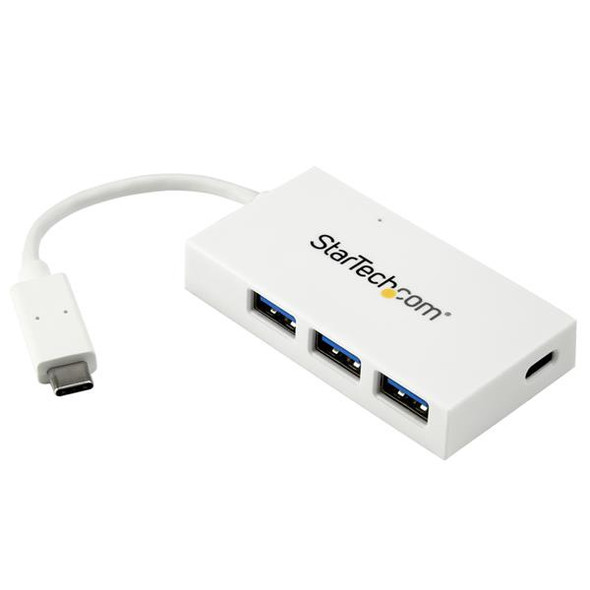 StarTech.com 4-Port USB-C Hub - USB-C to 1x USB-C and 3x USB-A - USB 3.0 Hub - White HB30C3A1CFBW 065030871136