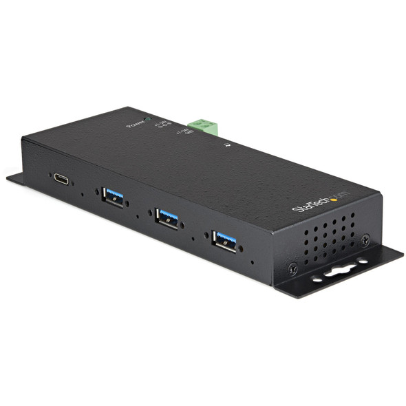 StarTech.com 4 Port USB C Hub 10Gbps - Metal Industrial USB Type-C Hub w/ 3xUSB-A & 1xUSB-C - ESD & Surge Protection - USB-C or USB-A Host - Self-Powered Mountable USB 3.2/3.1 Gen 2 Hub HB31C3A1CME 065030882408