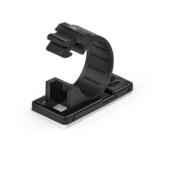 StarTech.com 100 Adhesive Cable Management Clips Black - Network/Ethernet/Office Desk/Computer Cord Organizer - Sticky Cable/Wire Holders - Nylon Self Adhesive Clamp UL/94V-2 Fire Rated CBMCC2 065030890427