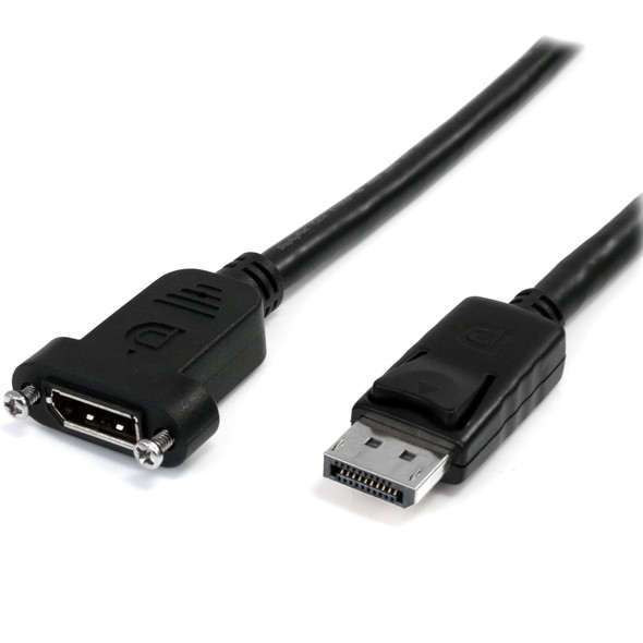 StarTech.com 3ft (1m) Panel Mount DisplayPort Cable - 4K x 2K - DisplayPort 1.2 Extension Cable Male to Female - DP Video Extender Cord with Panel Mount DP Connector - DP Monitor Cable DPPNLFM3PW 065030840866